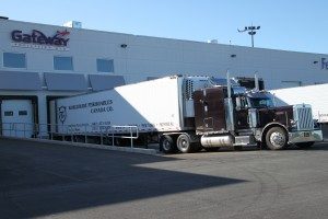 Transport Truck backing into warehouse