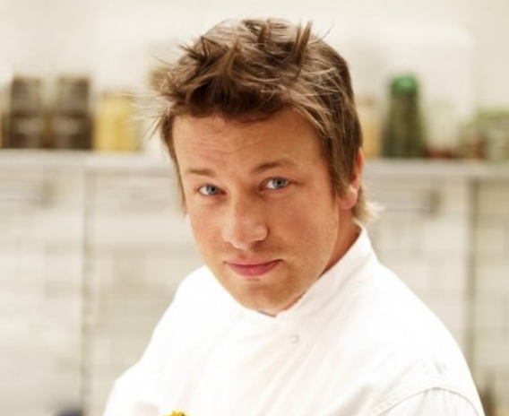 side view headshot of chef jamie oliver