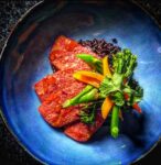 a delicious Char siu pork with Black Rice Carrot